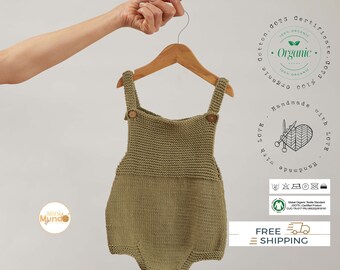 Ręcznie robione dzianinowe body niemowlęce z organicznej bawełny, strój na powrót do domu, neutralny pod względem płci