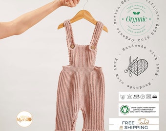 Ręcznie robiony dzianinowy kombinezon niemowlęcy z organicznej bawełny, strój uniwersalny