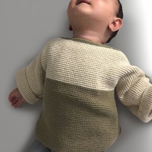 Hand Knit Sweater Organic Cotton New Born Baby Clothes Gift, Gender Neutral Baby Clothing Coming Home Outfit Eco Friendly image 3