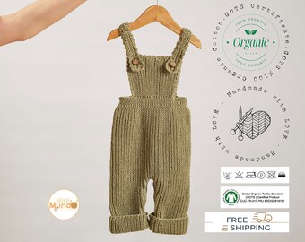 Ręcznie robiony dzianinowy kombinezon niemowlęcy z organicznej bawełny, strój uniwersalny