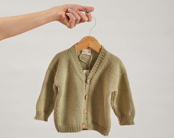 Hand Knit Baby Cardigan Eco Friendly, Coming Home Outfit Organic Baby Clothes & Baby Shower Gift