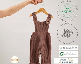 Ręcznie robiony dzianinowy kombinezon niemowlęcy z organicznej bawełny, strój uniwersalny