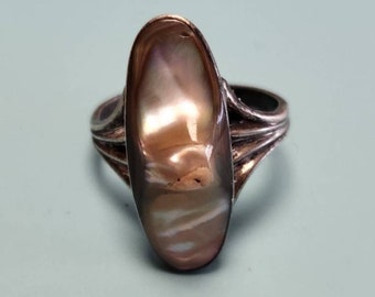 Antique Sterling Silver Blister Pearl Ring - Size 5 1/2 - Women's Antique Ring