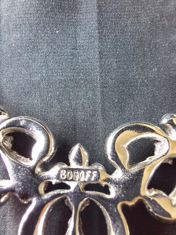 Vintage Bogoff Art Deco Statement Necklace Pink C… - image 4