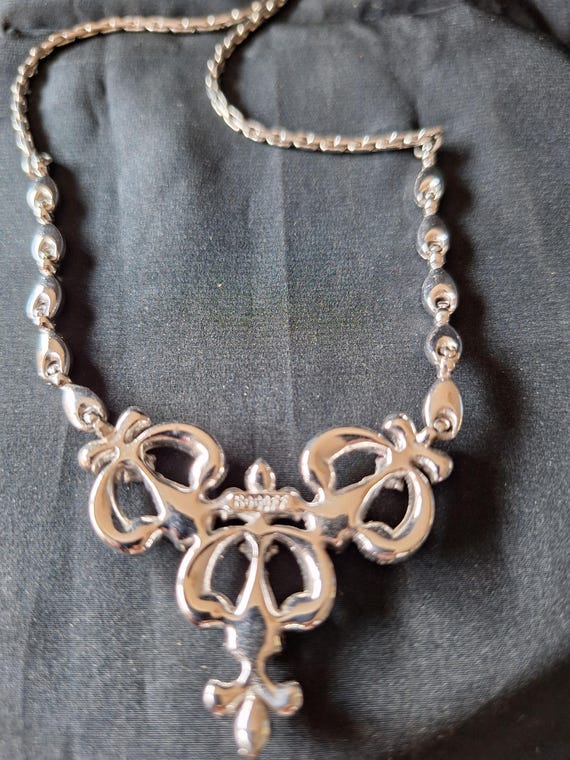 Vintage Bogoff Art Deco Statement Necklace Pink C… - image 5