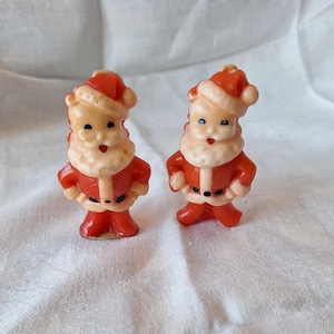 2 Vintage Gurley Candle Co Santa Christmas Candles 1960&#39;s Small