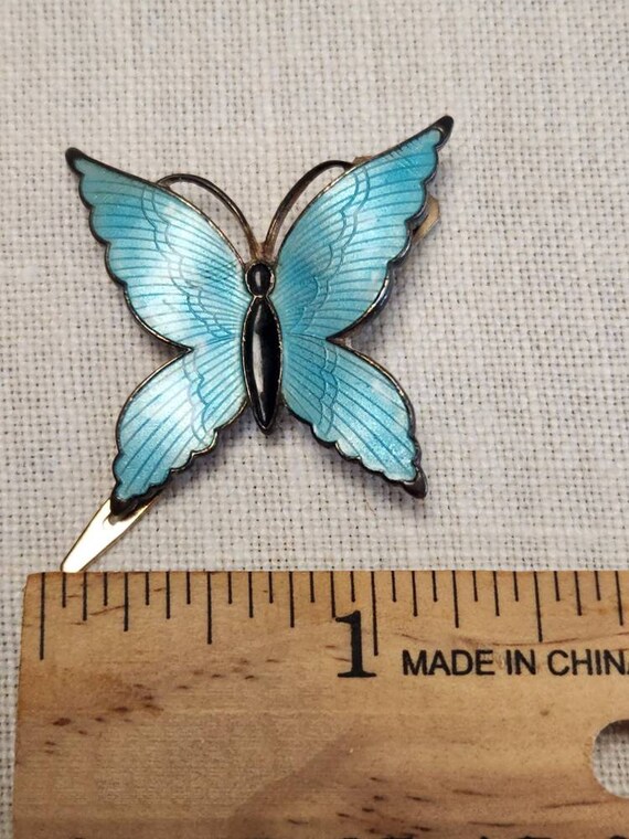 Blue Cloisonne On Gold Toned Butterfly Hair Clip … - image 10