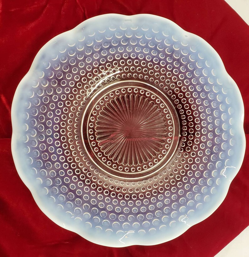 Vintage Hobnail Clear to White Opalescent Ruffle Edge Serving Etsy