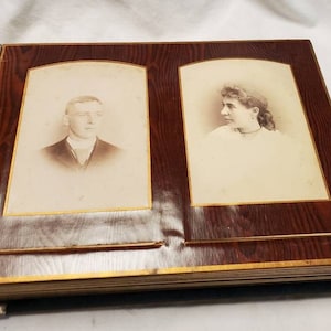Antique Velvet Covered Photo Album with Latch Closure - Victorian Photo Album with Photos