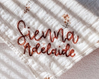 Hand-Embroidered Name Swaddle