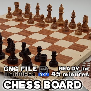 CHESSBOARD CNC, chessboard router file, dxf, chessboard laser, wooden chessboard, milling file for chessboard, cnc gameboard