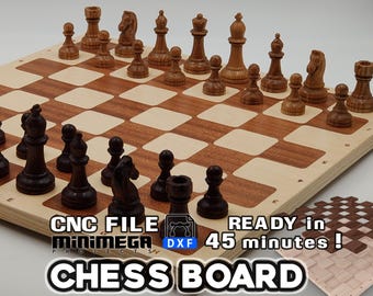 CHESSBOARD CNC, chessboard router file, dxf, chessboard laser, wooden chessboard, milling file for chessboard, cnc gameboard