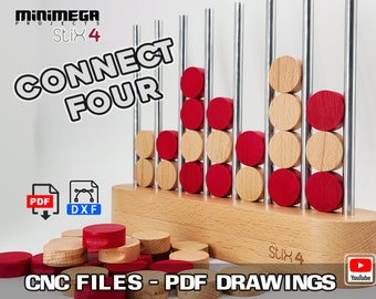 CONNECT FOUR, cnc file, four in a row, wooden game, connect 4 file, forza 4, plot four, diy connect four, connect 4 plans, wooden game plans