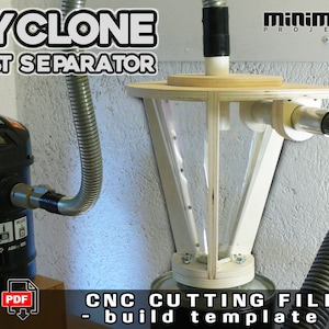 CYCLONIC DUST COLLECTOR, cyclone separator cnc, dust collector file, dust collector router file, wooden dust collector build plans