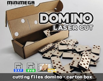 DOMINO, laser cut file, domino + box svg dxf file, game board file, sculpfun , domino x-tool, domino cnc, domino atom stack, laser file