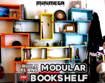 BOOK SHELF build plans , DIY library, modular bookshelf