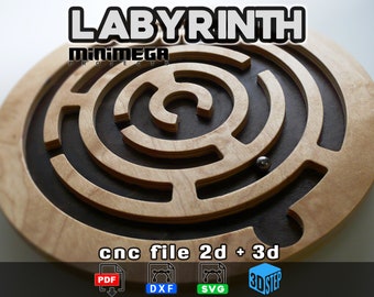 LABYRINTH, marble run cnc file, wooden toy, dxf labyrinth, svg labyrinth, 3d model labyrinth, cad cam file labyrinth