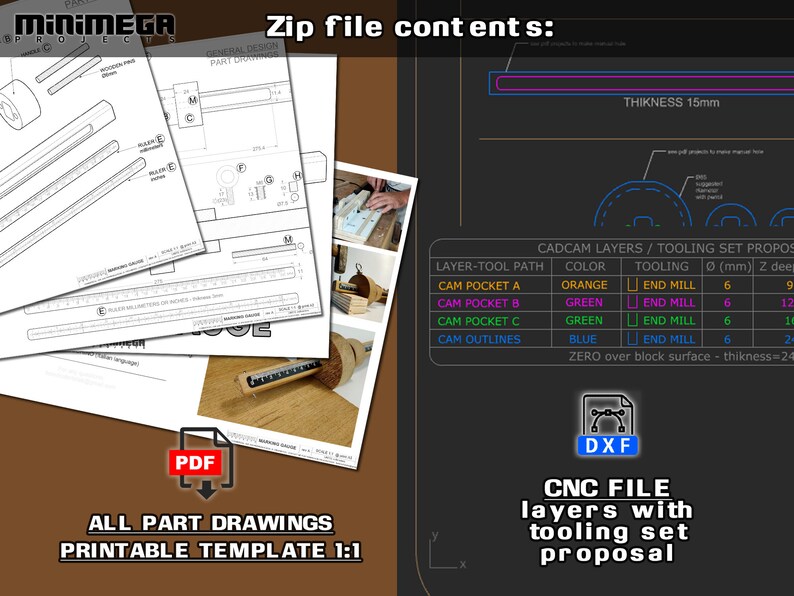MARKING GAUGE ,cnc File, Build Plans, Pdf Printable Template - Etsy
