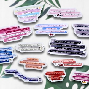 Pegatinas personalizadas con letras de canciones (manuscritas) - Decoración con caja de sombras / Pegatina impermeable para portátil / Pegatina para funda de teléfono