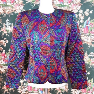 1980s Vintage Quilted Paisley Silk Jacket