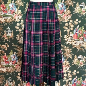 1990s Vintage Pendelton Plaid Wool Midi Skirt