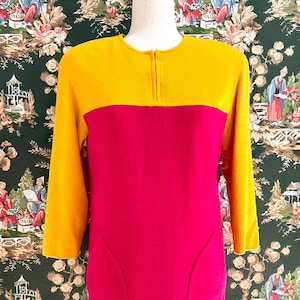 1980s Vintage Wool Color Block Dress by Tom and Linda Platt for Saks Fifth Avenue