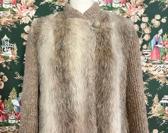 1980s Vintage Faux Fur and Faux Leather Jacket by D'Esprit (As Is)