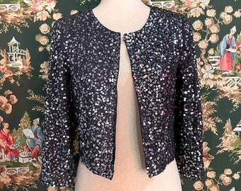 Y2K Vintage Silver Sequin Cropped Jacket by Silence + Noise (As Is with Missing Sequins)