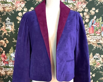 1970s/1980s Vintage Boho Purple Ultrasuede Cropped Jacket