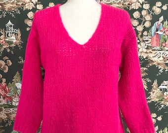 Y2K Vintage Hot Pink Mohair and Acrylic Sweater