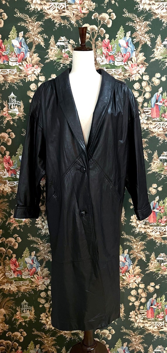 1980s Vintage Black Leather Coat by Jacqueline Fer