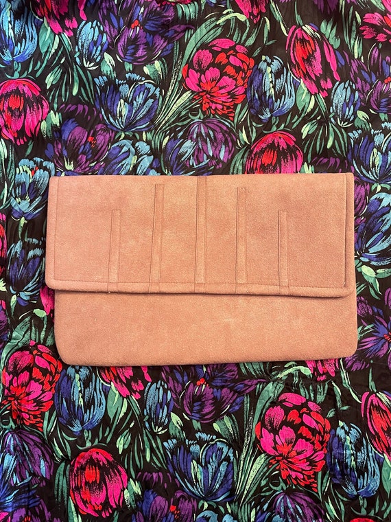 1970s/1980s Beige Ultrasuede Foldover Clutch