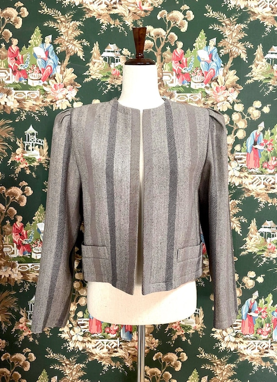 1980s Vintage Louis Feraud Cropped Wool Jacket