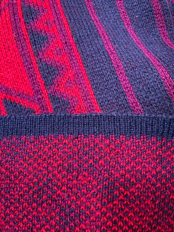 1960s/1970s Red and Blue Norwegian Wool Sweater - image 8