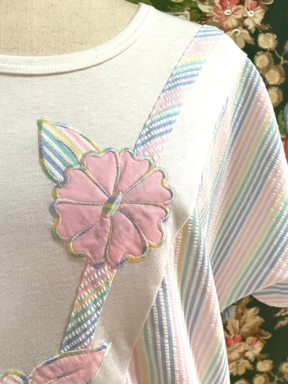 1970s Vintage T-Shirt with Seersucker Appliqué - image 2