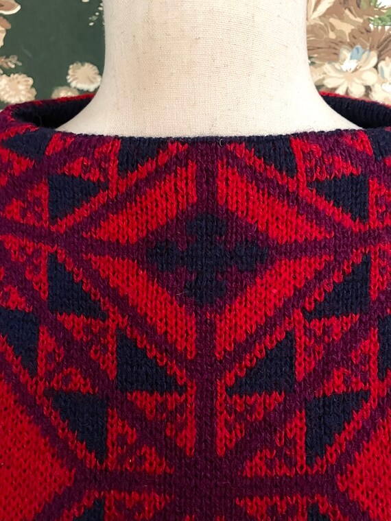 1960s/1970s Red and Blue Norwegian Wool Sweater - image 5