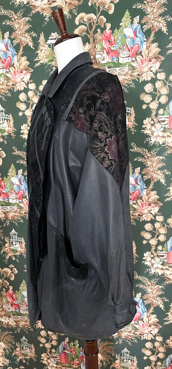 1980s Vintage Black Patchwork Leather And Suede Jacket Gem