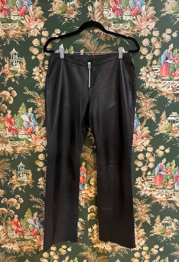 Vintage Y2k Leather Pants Mustard Yellow Trouser - Gem