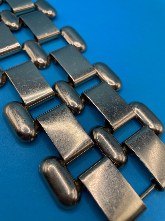 1960s Vintage Oversized Gold Link Bracelet Gem