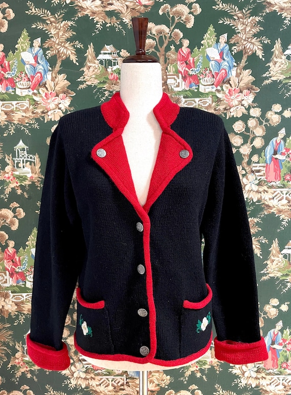 1980s Vintage Hand Embroidered Sweater Jacket by S