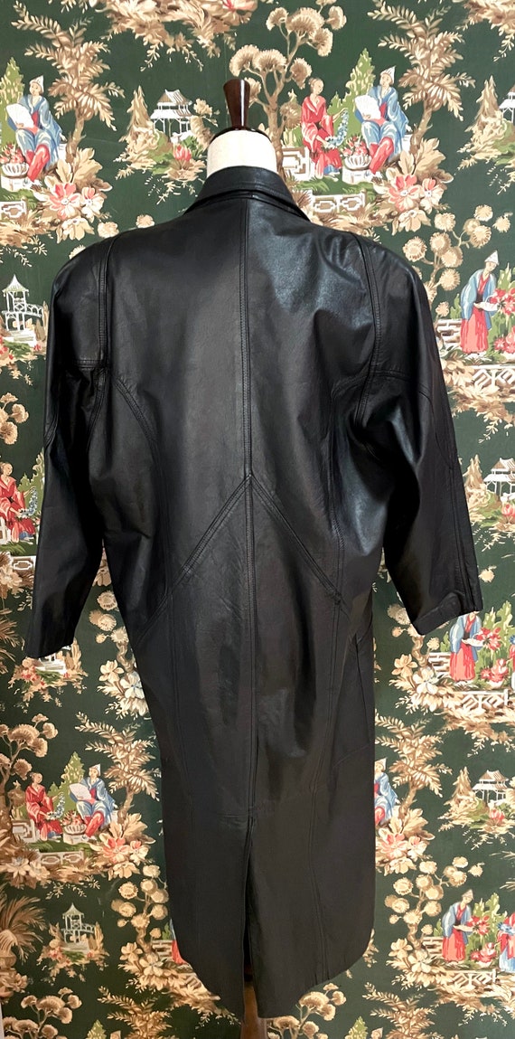 1980s Vintage Long Leather Coat (Medium) - image 4