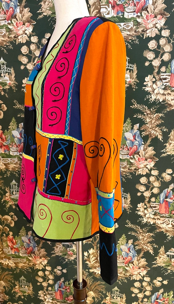 1990s Vintage Indigo Moon Patchwork Jacket - image 5