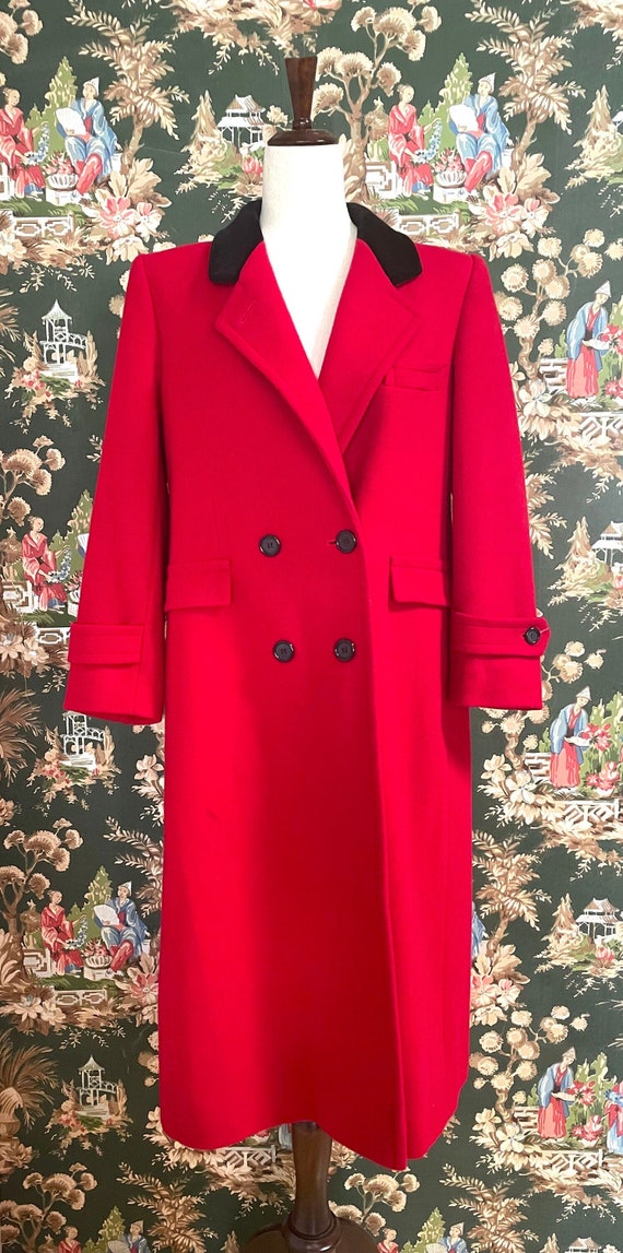 1990s Vintage Red and Black Wool Coat by Evan-Pico