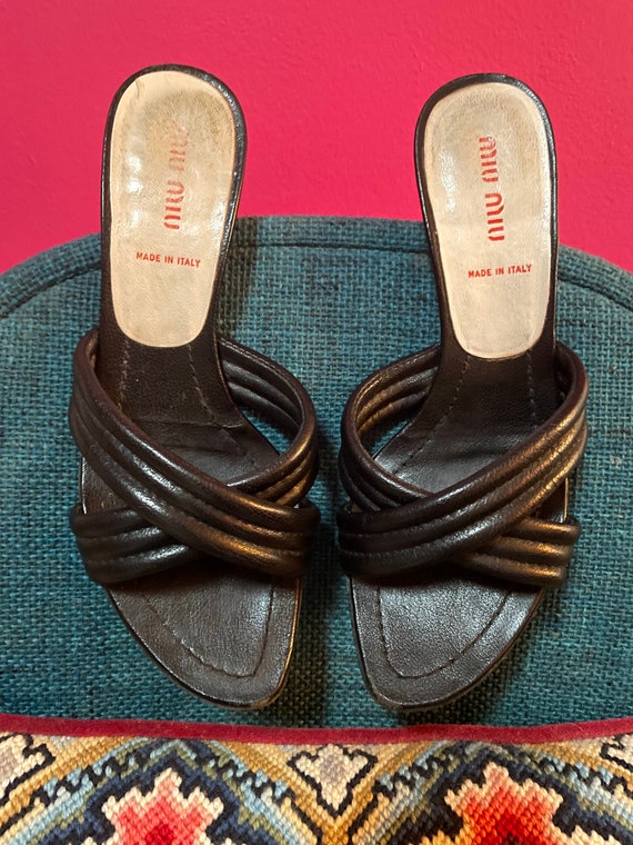 Y2K Vintage Miu Miu Kitten Heel Slides (Size 5.5) - image 3