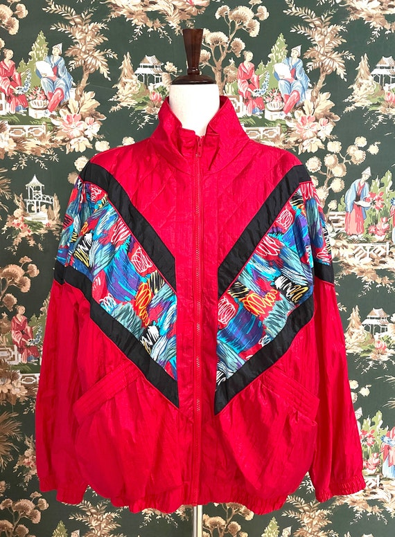 1980s Vintage Red Windbreaker (Extra Large)