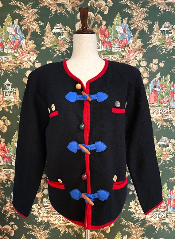 1990s Vintage Sweater Jacket with Decorative Butto