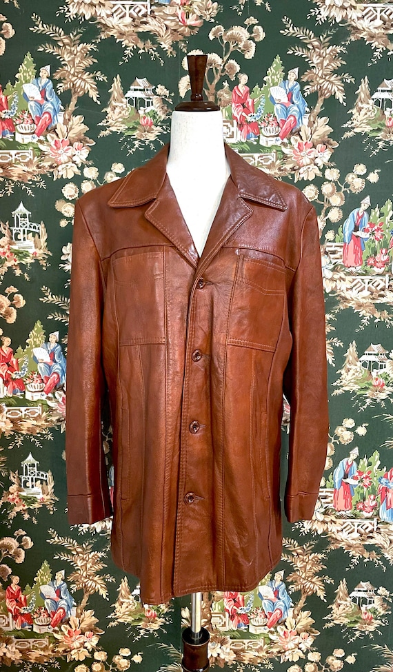 1970s Vintage Men's Brown Leather (possibly Faux L