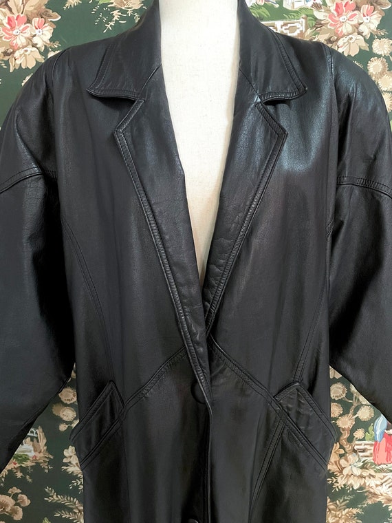 1980s Vintage Long Leather Coat (Medium) - image 2