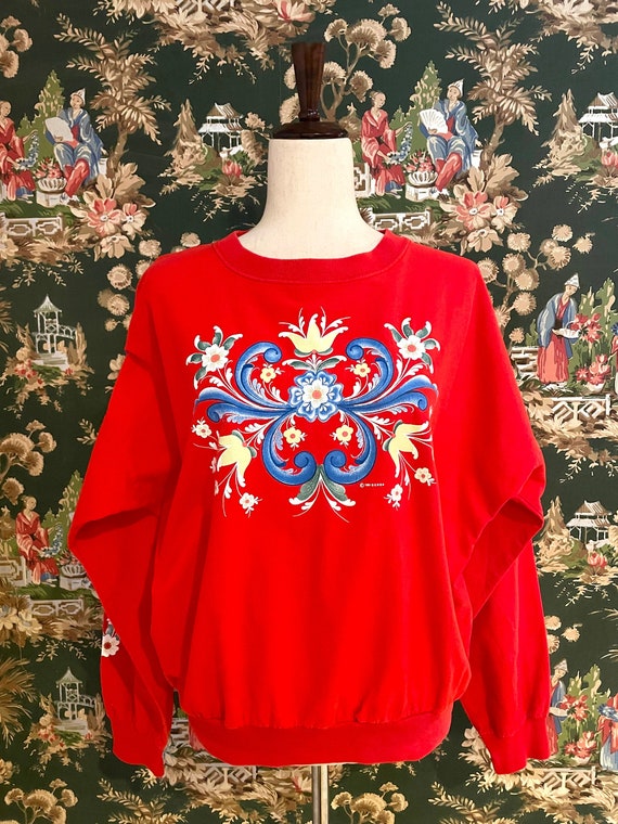 1990s Vintage Red Cotton Sweatshirt by Quitman