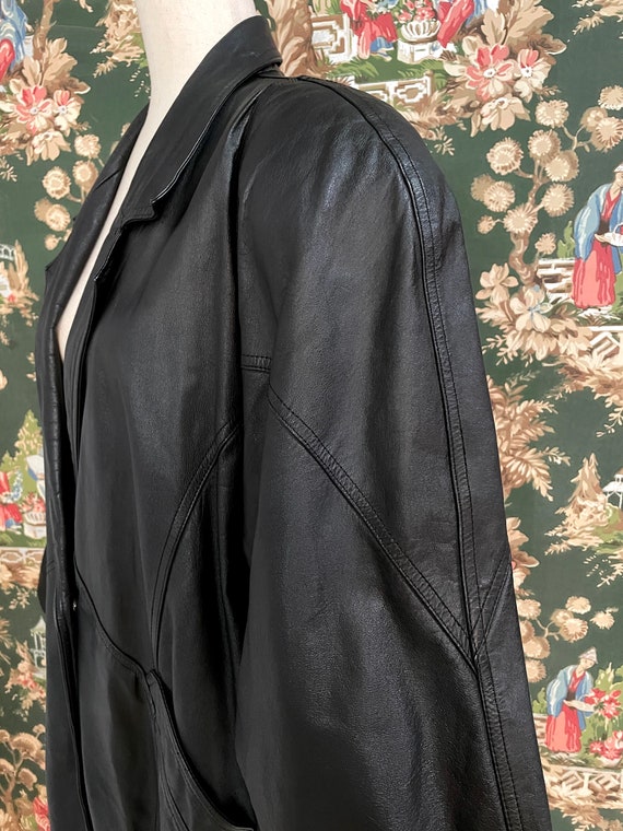 1980s Vintage Long Leather Coat (Medium) - image 3